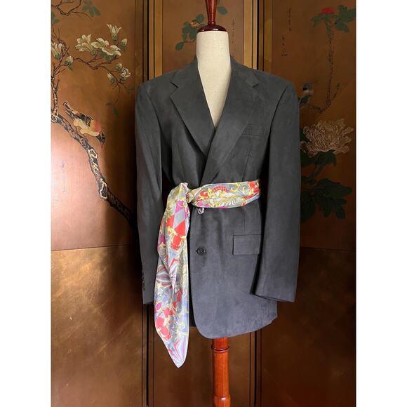 Vintage square scarf with geometric print - Picture 2 of 8